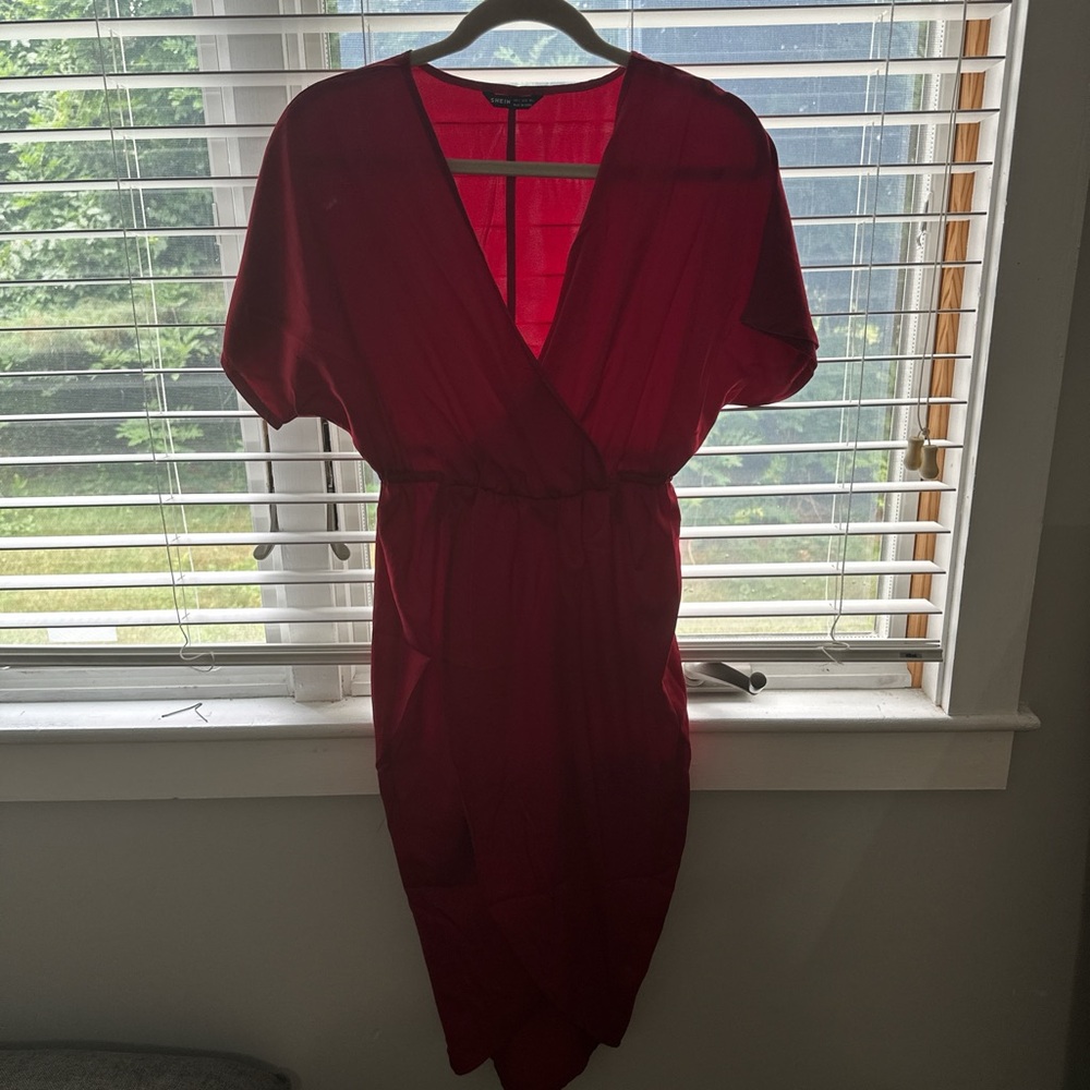 SHEIN Red Wrap Dress